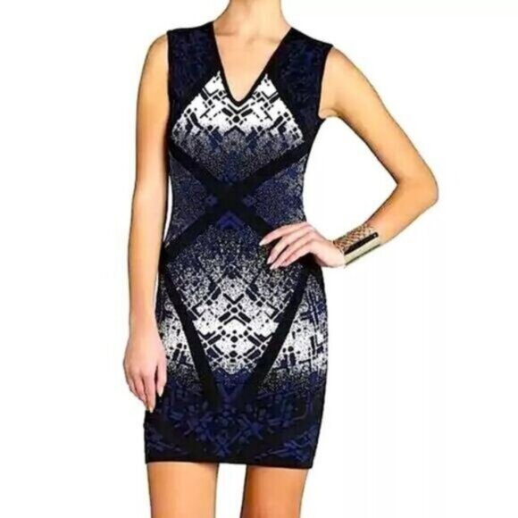 BCBGMaxAzria Gari Jacquard Bodycon Dress Womens Size Small - Picture 1 of 6